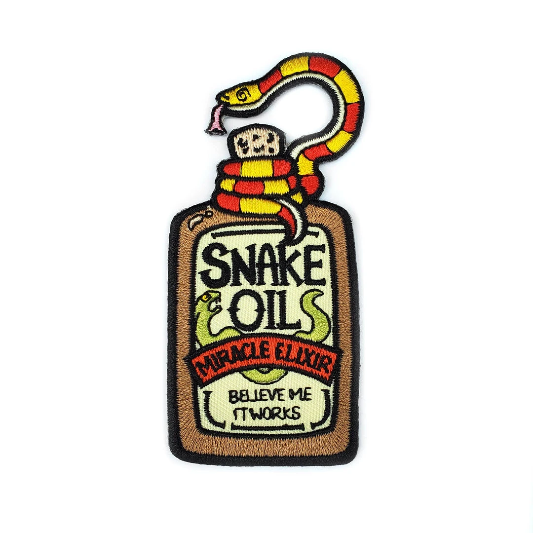 Kolorspun Pins Snake Oil Patch - Iron On Patch 1 Kolorspun Pins Snake Oil Patch - Iron On Patch