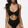 Black Tower Apparel Cutout One Piece Swimsuit