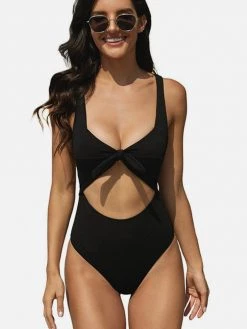 Black Tower Apparel Cutout One Piece Swimsuit