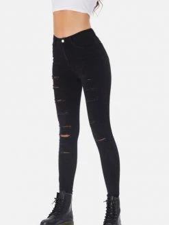 Black Tower Apparel Distressed Skinny Black Jeans